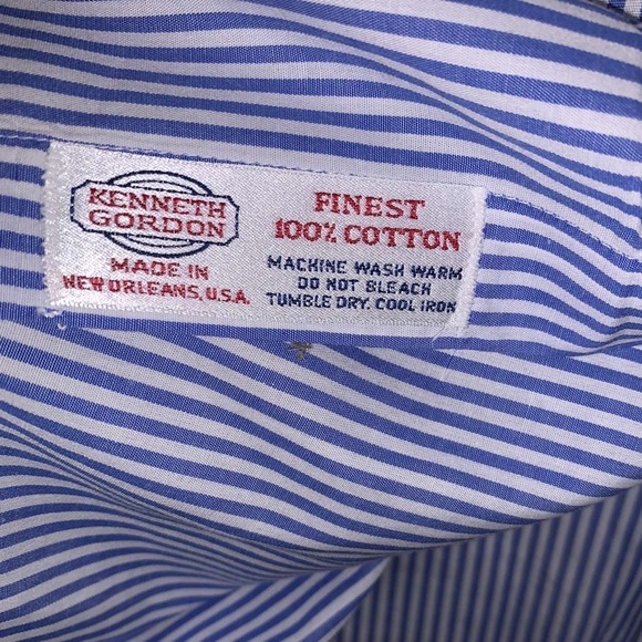 Kenneth Gordon blue and white striped button down size 16-34 - Picture 2 of 4